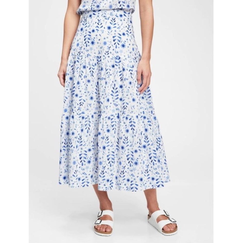GAP Blue and White Floral Midi Skirt